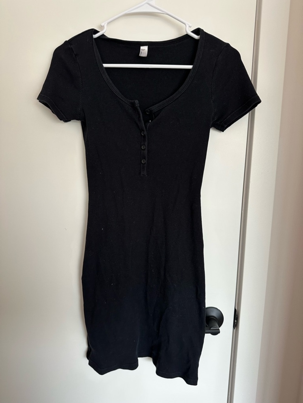 American Apparel Black Ribbed Henley Tunic